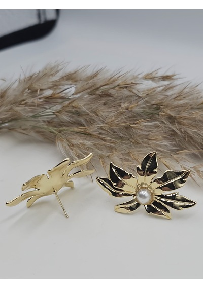 14k Mikron Altın Kaplama Lilyum Vintage Küpe Altın