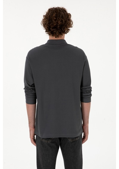 U.S. Polo Assn. Erkek Comfort Fit Yarım Fermuarlı Antrasit Sweatshirt 50313754-VR006