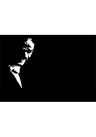 Atatürk Sticker Oto Sticker Yapıştırması Etiket Siyah-Beyaz