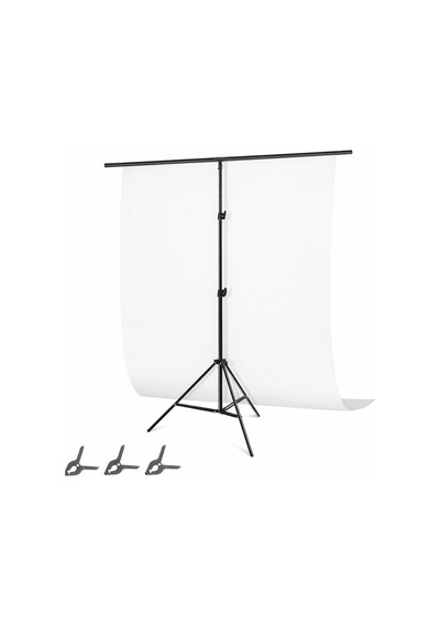 150 200cm T Stand Bar Fon Tutucu + Beyaz Fon Perde White Background Backdrop Çekim T-shape