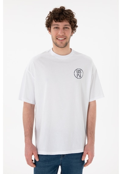 U.S. Polo Assn. Erkek Oversize Fit Bisiklet Yaka Beyaz Tişört 50305904-VR013