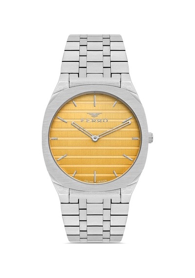 Ferro Fm43004a-a4 Quartz Çelik Gri Sarı Kadran 39 Mm Erkek Kol Saati Gri