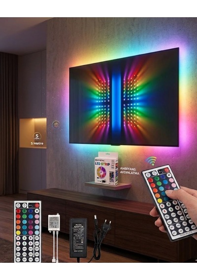 Rgb Led Strip 5 Metre Kumandalı 5050 Şerit Led Dekorasyon Işığı Standart