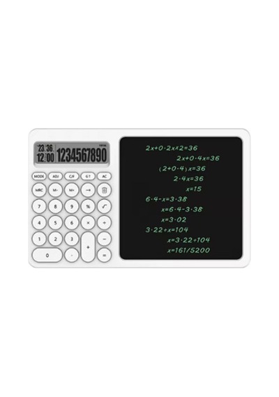 Zenvia Çok Amaçlı Digital Hesap Makinesi Lcd Ekran Yazma Tableti Ofis Okul İçin Silinebilir El Yazısı Not Defteri