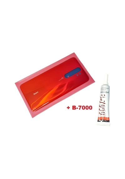 Xiaomi Redmi Note 8 Pro Arka Pil Batarya Kapağı Cam+b-7000 Kırmızı