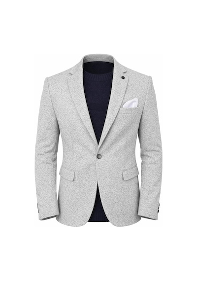 Plus Scorpion Erkek Karyağdı Desenli Slim Fit Blazer Ceket Siyah & Bej Şık Günlük Ve Ofis Kombin Siyah
