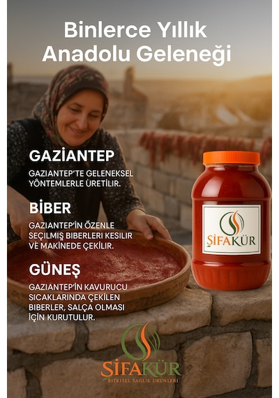 Şifakür Acı Biber Salçası Güneşte Kurutulmuş Gaziantep Yoğun Lezzet 5 Kg