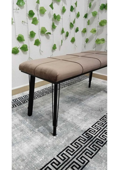 Özcan Metal Özel Tasarım Metal Ayaklı Metal Kasalı Bench Mutfak Salon Antre Yatak Odası Puf Bank Kahverengi