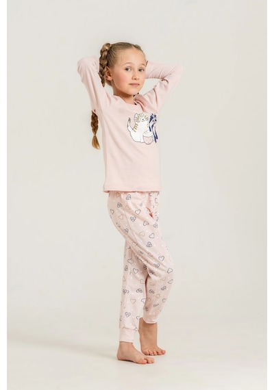 Moda Dua Rolypoly Rp3902-g Kız Çocuk Uzun Kol Pijama Takım Pudra