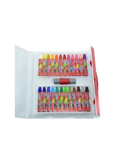 Faber Castell Okul Boyama Seti 24 Renk Kuru Boya Ve 24 Renk Plastik Çantalı Pastel Boya Çok Renkli