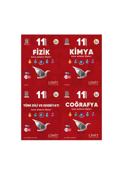 Limit 2027 11. Sınıf Fizik + Kimya + Türk Dili Ve Edebiyatı + Coğrafya Konu Anlatım Föyleri Seti 4 Kitap Maarif Model