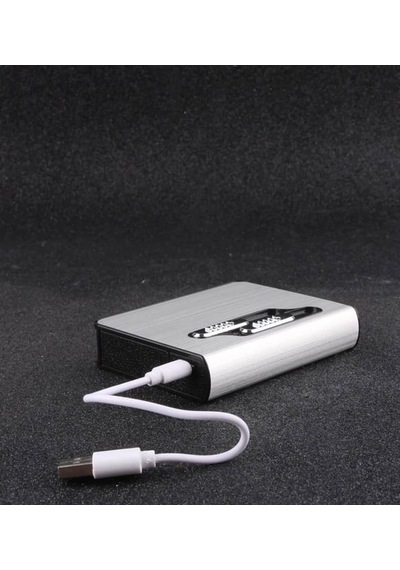 Şarj Edilebilir Usb Çakmak Sigara Taşıma Kutusu Metal Gövde Arc Ateşleme 20 Li