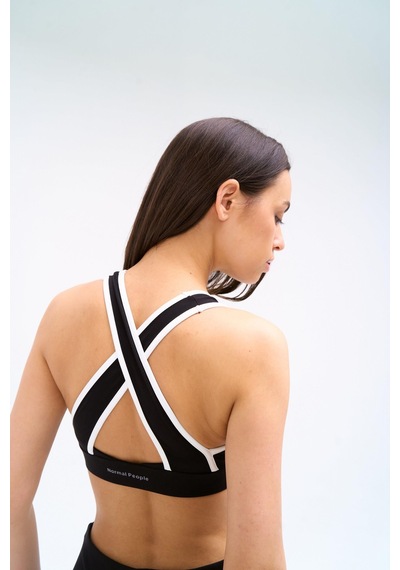 Normal People Aısa - Spor Bra / Şeftali Dokulu Peach Skin Kumaş Siyah