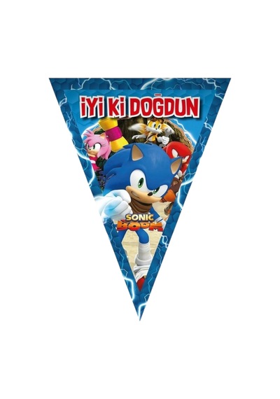 Yogiparti Sonic Boom İyiki Doğdun Baskılı Yazılı Flama Diğer