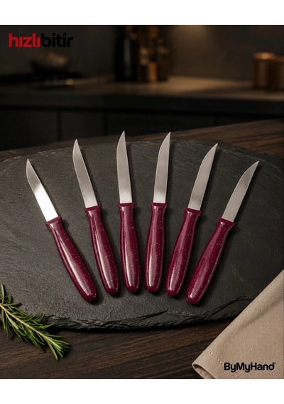Bymyhand Bordo Meyve Bıçağı 6'lı Set