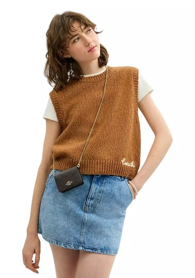 Coach Mini Wallet On A Chain Zincir Askılı Kadın Çanta Siyah