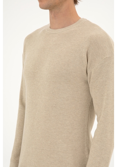 U.S. Polo Assn. Erkek Comfort Fit Bisiklet Yaka Kum Melanj Basic Kazak 50313679-VR123