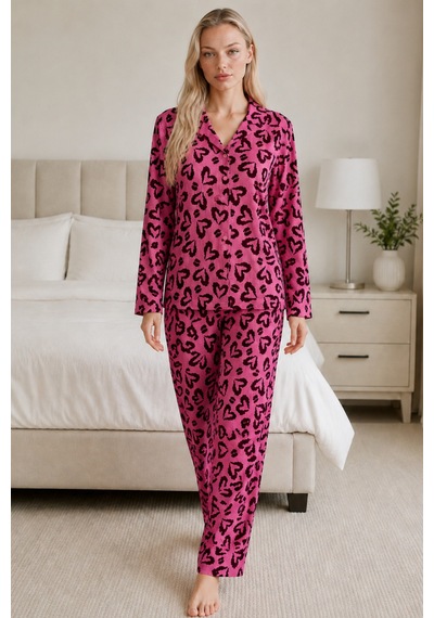 Kadın Casual Esnek Bol Lila Pijama Takımı 4672