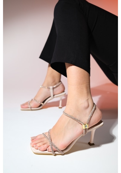 Luvishoes Jasper Bej Taşlı Kadın Abiye Ayakkabı