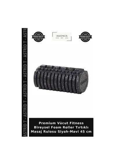 Premium Vücut Fitness Bireysel Foam Roller Tırtıklı Masaj Rulosu Siyah-mavi 45 Cm Siyah - Mavi