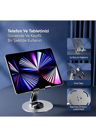 Apple iPhone Uyumlu Xiaomi Reeder Oppo Ayarlanabilir Masaüstü Telefon Tutacağı Siyah