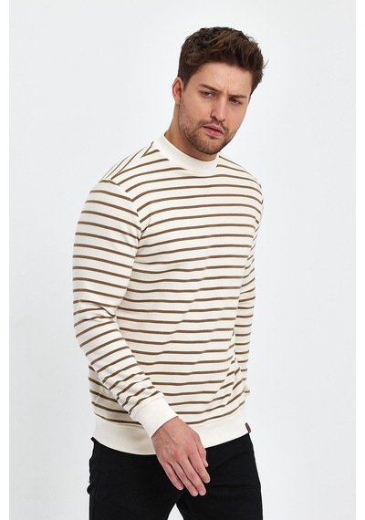 Alexander Gardi Alexandergardı Bisiklet Yaka Çizgili Sweatshirt E23-761a-erk Kahverengi