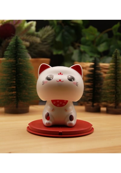 Japon Kültürü Maneki Neko Bereket Şans Kedisi Solar Panelli - Kafa Sallayan - Model3