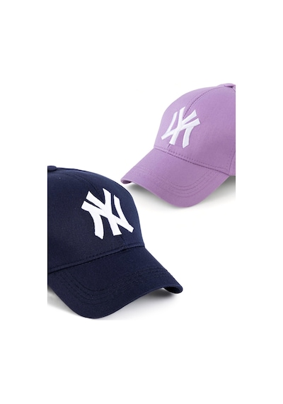 Unisex 2'li Set Ny Lacivert ve Lila Renk New York Beyzbol Şapka - Unisex Lacivert - Lila
