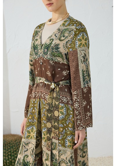 Aker Haki Desenli Britli Kimono Haki Haki