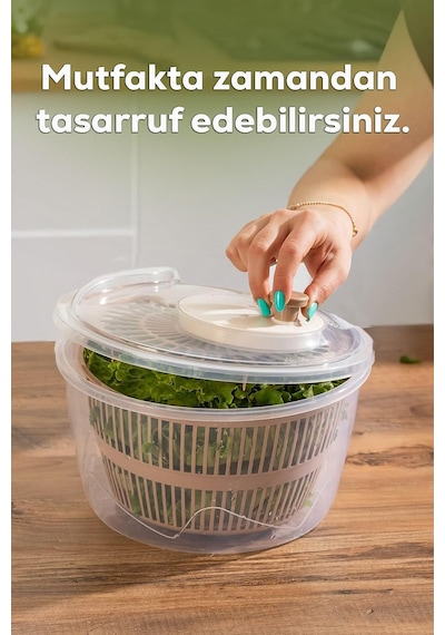 G-25 Gondol Vega Pratik Salata Kurutucu - Meyve Sebze Yeşillik Yıkama Kurutma Kabı Cappuccino Diğer