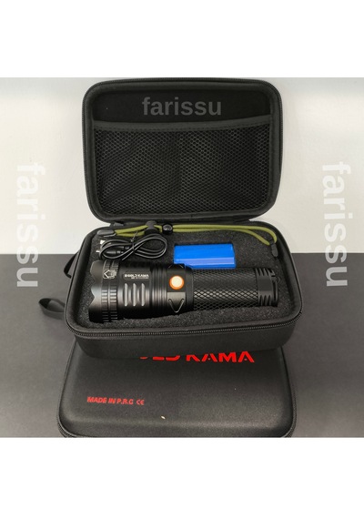 Gold 100W Şarjlı El Feneri 39800 Mah Pil, 3000M Menzil, Süper Parlak Led Siyah