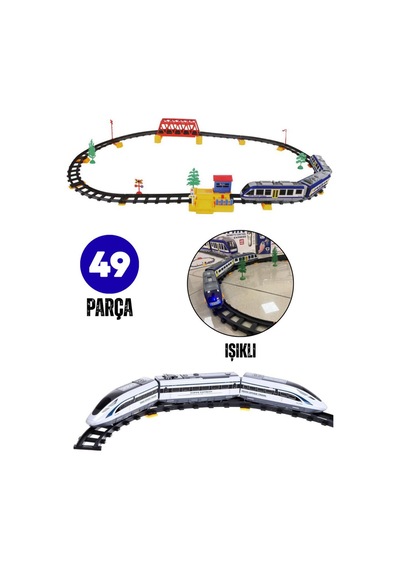 Uzaktan Kumandalı Mıknatıs Bağlantılı Hızlı Tren Seti - 49 Parça Sesli Ve Işıklı 264 Cm Raylı