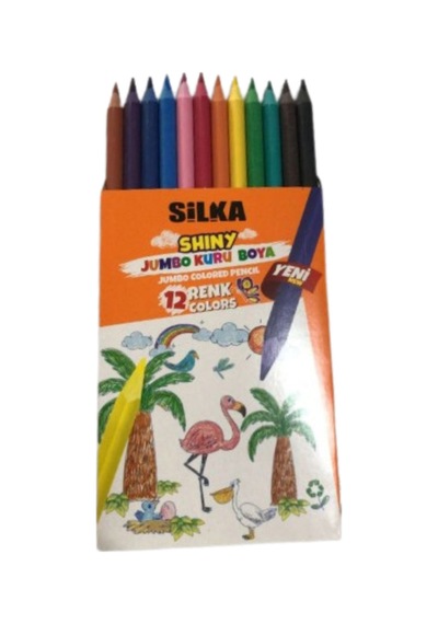 12 Renk Kuru Boya Kalemi Tam Boy Çok Renkli