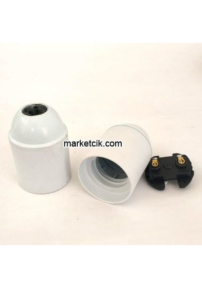 Markecik Beyaz Bakalit E27 Duy Dekoratif Standart Avize Duyu