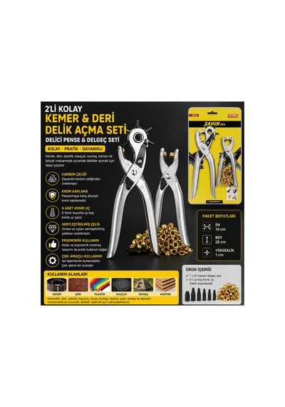 Loacandleco 2'li Kemer Delme Pensesi Seti Deri Delik Açma Aparatı Delgeç Pense Ve Çıt Çıt Takma Seti Metalik - 900277944 Metalik Loacandleco 2'li Kemer Delme Pensesi Seti Deri Delik Açma Aparatı Delgeç Pense Ve Çıt Çıt Takma Seti Metalik - 900277944 Metalik