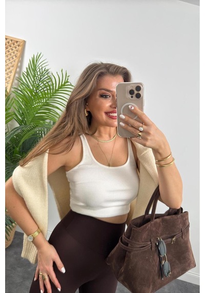 Butik Sıkılaştırıcı Toparlayıcı Şardonlu Yüksek Bel Tayt Kahverengi