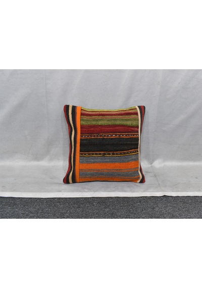 Zehra Abla Halı Yeni El Dokuma Patchwork Kırkyama Dekoratif Kilim Kırlent Yastık Kılıfı 6811 Çok Renkli