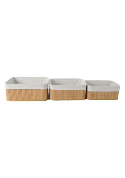Koçtaş İçi Kumaş Bambu Sepet Set Bej