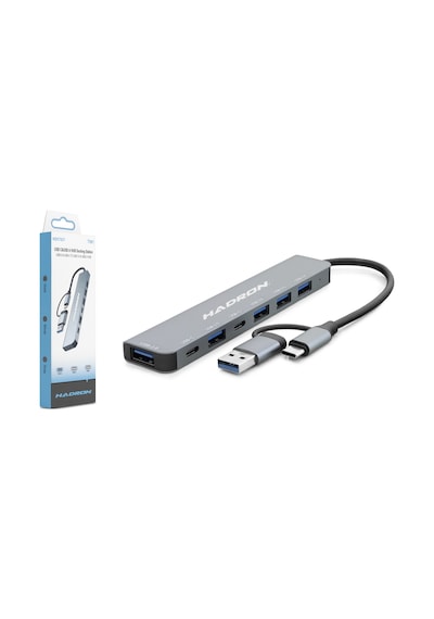Hadron Hdx7827 Usb Type-c 3.0 Hub 7 Port Gri