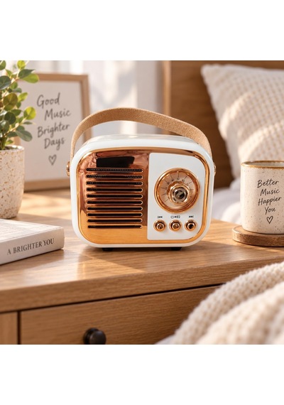 Retro Tasarım Bluetooth Hoparlörlü Radyo Taşınabilir Kablosuz Müzik Çalar, Usb/aux/tf Kart Destekli