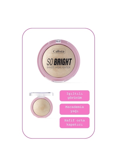 Callista So Bright Baked Highlighter Işıltılı Fırınlanmış Toz Aydınlatıcı - 01 Snowy Light