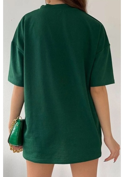 Unisex Over Thinking Baskılı T-shirt Yeşil