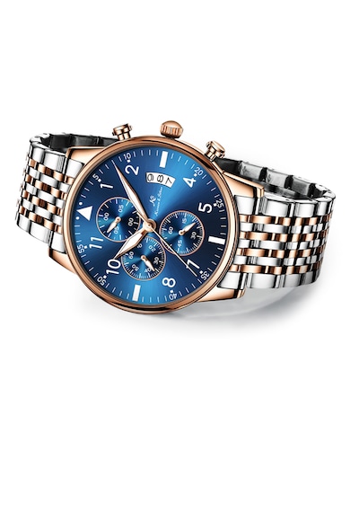 Kronen&söhne Blauform Mavi Kadran Rose Gold Çelik Erkek Kol Saati Gümüş - Rose Gold - Mavi