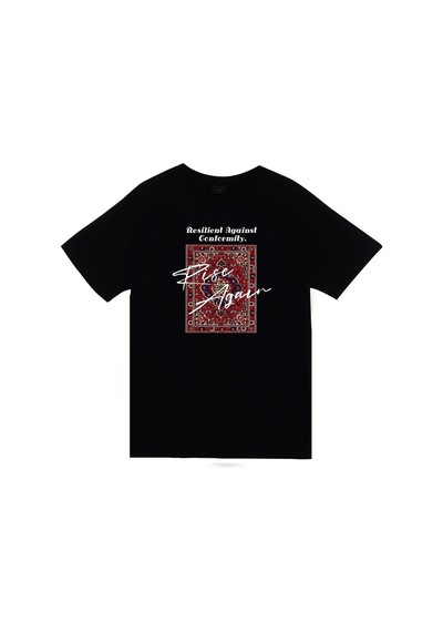 Motif - Halı - Dokuma Baskılı Unisex %100 Pamuk Siyah T-shirt SIYAH