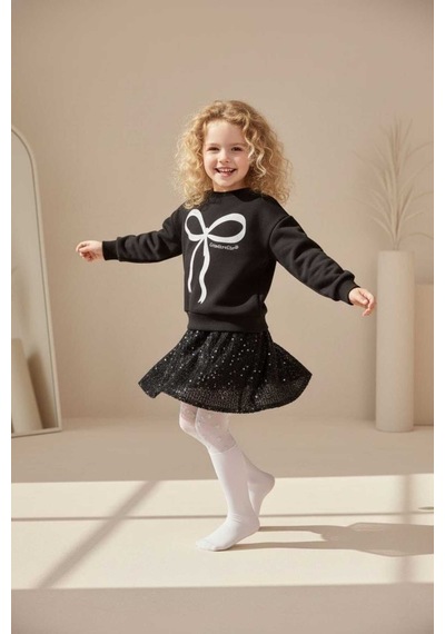 Uğur Bebe Kız Çocuk Premium Siyah Pullu Esnek Etekli Şık Lüks Sweatshirt Takımı Siyah Siyah Uğur Bebe Kız Çocuk Premium Siyah Pullu Esnek Etekli Şık Lüks Sweatshirt Takımı Siyah Siyah