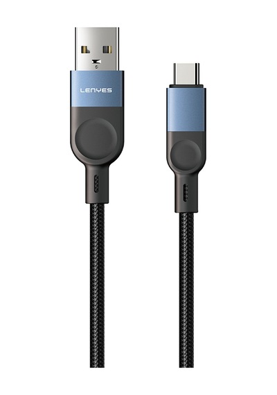 Lenyes Lc514 Usb-a To Type-c Hızlı Şarj Özellikli Örgülü Data Ve Şarj Kablosu 15w 1m Siyah