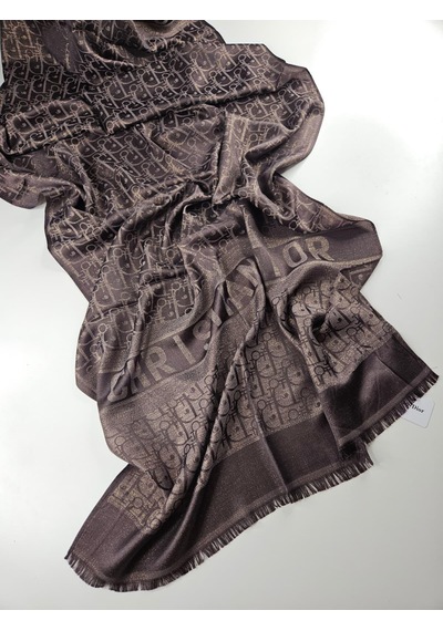 Miorel Scarfs Cd Desen Kaşmir İpek Şal Scarfs Cashmere Shawl Hijab Yeni Sezon Acı kahve