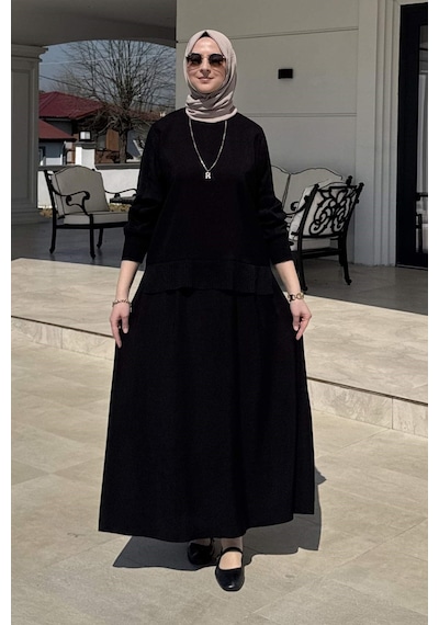 Rabia Şamlı İpek Modal Takım Siyah Çok Renkli