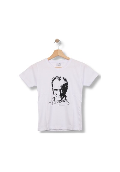 Eray Alp Kids Unisex Çocuk Baskılı Atatürk Tişört Yazlık Günlük Model Siyah