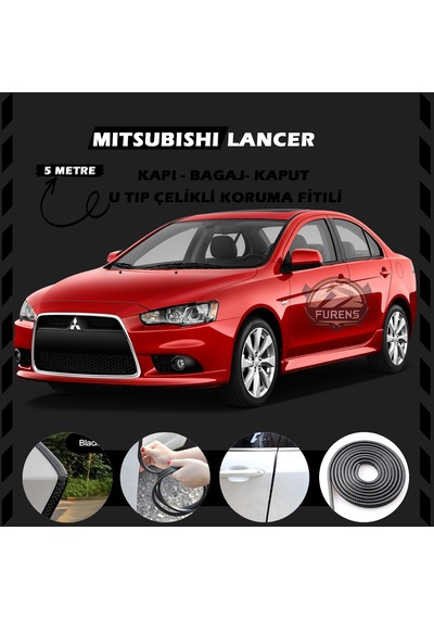 Mitsubishi Lancer Oto Araç Kapı Koruma Fitili 5 Metre Parlak Siyah Renk